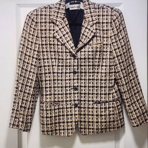 Anne Klein Women's Cream & Black Tweed Blazer